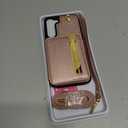 Asuwish Phone Case for Samsung Galaxy S22 5G RFID Wallet Cell Cover with Tempered Glass Screen Protector Crossbody Strap Credit Card Holder Slot Stand S 22 22S 4G G5 6.1 inch Women Men Rose Gold