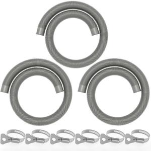 Poolvio 1.5" x 59" Above Ground Pool Hoses, 3-Pack, Gray- Heavy Duty UV Resistant Leak-Proof Replacement Hoses with 6 Metal Thumb Clamps, Perfectly Fits Intex Filter Pumps & Pool Surface Skimmers