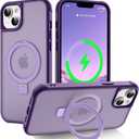 CHAOFEnG Magnetic Compatible with iPhone 14 Case with Stand [Military Grade Drop Tested][Compatible with Magnet] Ring Translucent Slim Hard Back Soft Edge, Purple