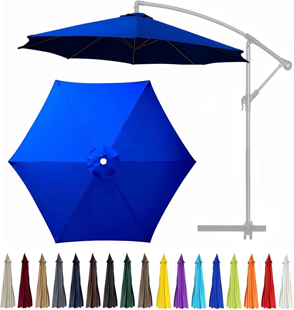 10Ft 6 Ribs Patio Umbrella Replacement Canopy (Canopy only), Canopy Replacement UV Protection Waterproof Outdoor Table Market Yard Umbrella Top Outdoor Umbrella Canopy,Blue,10FT 10Ft 6 Ribs Patio Umbrella Replacement Canopy (Canopy only), Canopy Replacement UV Protection Waterproof Outdoor Table Market Yard Umbrella Top Outdoor Umbrella Canopy,Blue,10FT