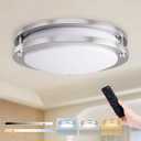 Kalium LED Ceiling Light with Remote 14 Inch Flush Mount Ceiling Light Fixture, 24W 3000K-6000K Adjustable Color Temperature, Dimmable Lighting Fixtures for Kitchen Bedroom Hardwired Installation (1Pack Brushed Nickel)