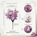Giegxin 8 Pack 16 Inch Artificial Magnolia Flowers Stem Faux Magnolia Branches Silk Flowers Bendable Stem for Vase Arrangement Wedding Decor Party Centerpieces Home Decoration(Purple)
