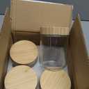 DRKIO 16 Oz Overnight Oats Containers with Bamboo Lids - 4 Pack Glass Storage Jars with Airtight Lids Wide Mouth Mason Food Jars Great for Meal Prep Salad Chia Pudding Snacks Yogurt Sugar Spice Cereal