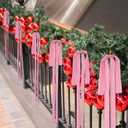 Large Velvet Christmas Bow 23.6x15.7 Inch Vintage Christmas Tree Topper Bows Christmas Staircase Wreath Bows for Xmas Fireplace Decoration (4, Pink)