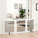 PUPETPO Freestanding Wooden Pet Gate for House, Foldable Indoor Dog Gate for Doorways, Stairs - 24" Height, 3 Panels, White