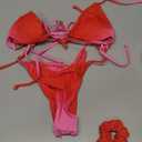 MOSHENGQI Women Sexy Brazilian Bikini 2 Piece Spaghetti Strap Top Thong Swimsuit Bathing Suit (Small, Ombre Red)