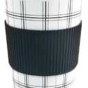 Travel Mugs - Drink Tumblers -  Sturdy Black and White Buffalo Check Double Wall Tumbler with Safety Wrap - Hot & Cold Beverages - Coffee Mug - Travel Cups