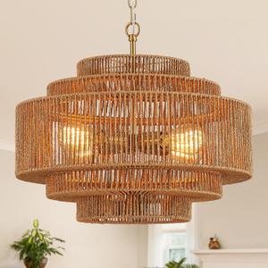 Hand-Woven Rattan Chandelier Dining Room Boho Chandelier 20in Bamboo Farmhouse Chandeliers 4-Light Vintage Light Fixtures Golden Chandeliers for Kitchen Island, Living Room, Bedroom Hand-Woven Rattan Chandelier Dining Room Boho Chandelier 20in Bamboo Farmhouse Chandeliers 4-Light Vintage Light Fixtures Golden Chandeliers for Kitchen Island, Living Room, Bedroom
