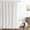 Naturoom Natural Linen Shower Curtain, Country Boho Farmhouse Bath Decor Shower Curtains Neutral Cloth Weighted Textured Fabric Bath Curtain Liner with Hooks, Beige White, 72x80
