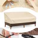 Vailge Heavy Duty Patio Sofa Cover, 100% Waterproof 3-Seater Outdoor Sofa Cover,Lawn Patio Furniture Covers with Air Vent and Handle,79" Wx 37" Dx 35" H,Beige&Brown
