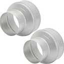 2 Pcs Duct Reducter 6 to 4 Air Ducting Reducer Increaser Air Duct Adapter or Round Metal Pipe Reducer for Bathroom Kitchen Ventilation Systems (Silver)