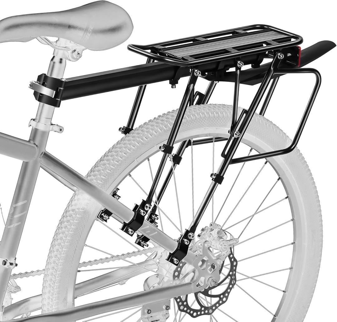 Rear Bike Rack,310 LB Capacity Solid Bearings Bike Cargo Rack w/Fender & Large Size Reflective,Quick Release Mountain Road Bicycle Rear Racks,Universal Bike Luggage Touring Carrier Rack,YONTUO