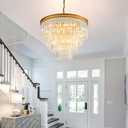 Gold Crystal Chandelier 22.9" 10-Lights Modern Crystal Pendant Lights 4-Tier Luxury K9 Hanging Dining Room Lighting Fixture for Living Room Bedroom Kitchen Island Entryway Stairway Office