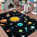 Galaxy Area Rugs Universe Solar System Planet Theme Small Carpets Space Rugs for Kids Bedroom Educational Learning Rug for Living Room Bedroom Indoor Crystal Polyester Floor Sofa Mats, 2'5''4' (Planet-10-01)