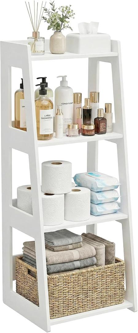 POBOMULI 4-Tier Bathroom Ladder Shelf Freestanding, 12.6" W x 37" H