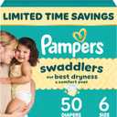 Pampers Swaddlers Diapers, Size 6 (23-44 lbs), 50 Count, Absorbent, Keeps Baby Dry and Comfortable, Skin Safe Disposable Baby Diaper