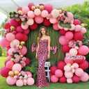 Hot Pink Balloon Arch Kit Double Stuffed, Dark Light Pink Magenta Blush Gold Balloon Garland for Birthday Baby Shower Wedding Mother's Day Cheetah Bridal Shower Party Decoration