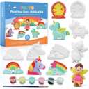 Funto Paint Your Own Unicorn Painting Kit, Arts and Crafts Set, STEAM Project Creative Activity DIY Toys, with 6 Figurines, 6 Paint Pots, 1 Brush (Ornament)