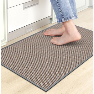 Kitchen Mats for Floor, Kitchen Rug, Nonskid, Washable, Absorbent Kitchen Runner Rug for in Front of Sink, Entryway, Rubber Backing Indoor Door Mat, Farmhouse Style Standing Mat, 17.3"x28", Grey