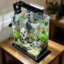 Vimvins 3 Gallon Glass Fish Tank with Filter and Light, Small Betta Aquariums Starter Kit.