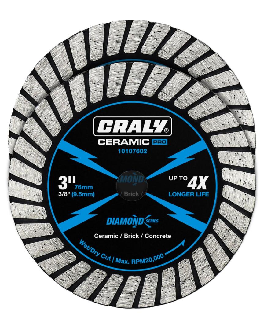 CRALY 3 Inch Super Thin Turbo Diamond Blade, 3/8 in Arbor, 3'' Diamond Stone Blade for Angle Grinder & Circular Saw, Diamond Cutting Wheel for Cutting Granite, Concrete, Brick, Marble, Masonry, 2PC