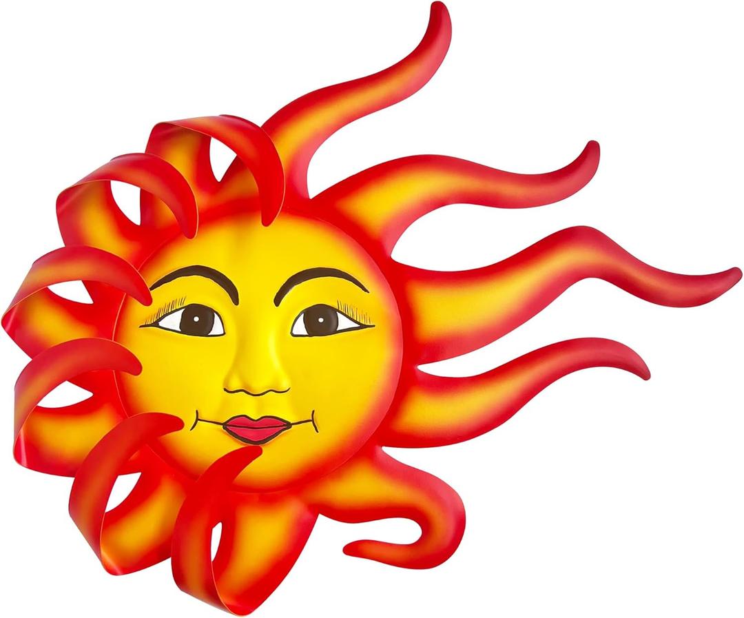 18.5''Metal Sun Outdoor Wall Decor, Large Sun Face Wall Art, Fence Decorations Outdoor, Metal Wall Art Hanging Decor for Patio Living Room Bedroom Garden Yard Pool Parch Indoor