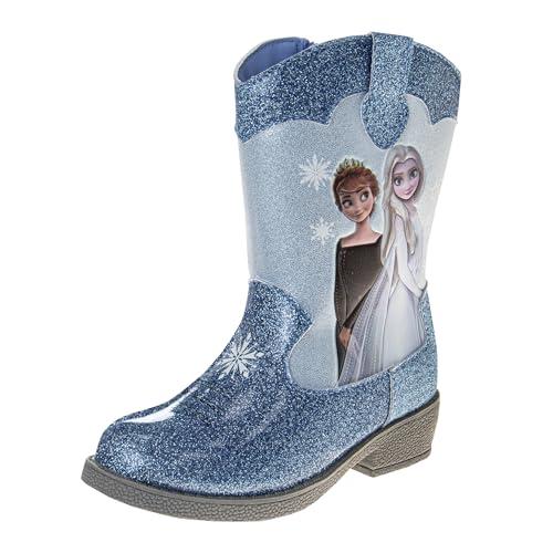 Disney Frozen Cowgirl Western Boots - Elsa and Anna Cowboy Boot - Blue (Size 10 Toddler)