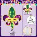 Mardi Gras Tree Toppers Decorations LED Large Wood Carnival Treetop Plug Purple Green Gold Mardi Gras Fleur De Lis Mystery Mask Decorations for Carnival Holiday Indoor Outdoor Party Favors (10 Inches)
