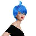 Women Wig Halloween Costume Wig Short Blue Costume Hair Wigs for Adults Halloween Cosplay Wig Emotion Anime Halloween Cosplay (Adults)