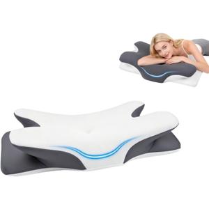 Vipfree Cervical Support Pillow, Cervical Pillow for Neck Pain Relief, Orthopedic Neck Pillow, Cervical Neck Pillow for Sleeping, Contour Pillow Orthopedic Pillow for Back Stomach Sleepers (White)