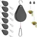 Upgraded Retractable Plant Hanger,Plant Pulleys for Hanging Plants,Easy to Raise and Lower,Auto Lock,Heavy Duty,Adjustable Hook for Garden Baskets Pots,Birds Feeder,(6Pcs,Black)