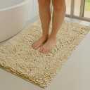 Softstep 50inch x 77 Luxury Chenille Bath Rug – Ultra Soft, Non-Slip, Absorbent Bathroom Mat for Tub & Shower, Machine Washable, Plush Beige