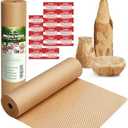 Honeycomb Packing Paper,12" W x 100' L Packing Paper for Moving,Products & Gifts Honeycomb Wrapping Paper,Recyclable and Biodegradable Cushioning Packing Material with 10 Fragile Sticker Labels
