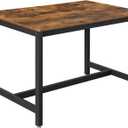 VASAGLE Dining Table for 4 People, Kitchen, 120 x 75 x 75 cm, Sturdy Metal Frame, Industrial Style, for Living Room, Dining Room, Rustic Brown-Black