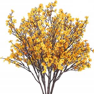 AILANDA 6 PCS Artificial Flowers Babys Breath Bouquet Real Touch Silk Floral Arrangement Orange Gypsophila Flowers for Christmas Home Wedding Table Centerpiece Fireplace Vase Filler