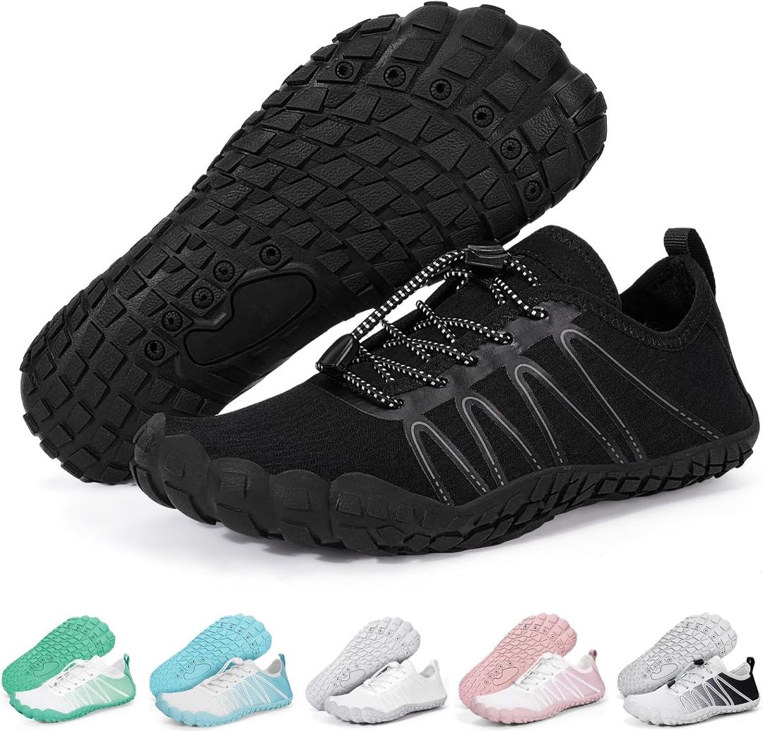 Hike Barefoot Water Shoes for Women Men Footwear, Quick Dry Wide Toe Box Pro Beach Swim Athletic Sports Shoes, Non-Slip Lightweight Aqua Shoe for Pool Hiking Walking Kayaking Diving Surfing (A3 Black)