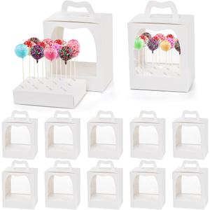 Nicunom 12 Pack Cake Pop Boxes, 18 Holes Cakes Pop Holder Cake Pops Packaging Boxes Gift Cakes Pop Stand Portable Lollipop Display Carriers for Wedding Birthday Baby Shower Party