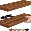 Sorbus Floating Shelves for Wall  16 Inch Floating Shelf for Kitchen, Bedroom, Living Room, Bathroom, Home & Wall Decor - Mounted Bathroom Shelves with Invisible Brackets (Walnut, 2 Pack)