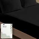 Mayfair Linen 100% Cotton King Size Fitted Sheet Only - 600 Thread Count King Fitted Sheet Cotton, Luxuriously Soft, Durable, Cooling 16" Deep Pocket Sateen Weave Bottom, Luxury Hotel Quality - Black