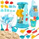 Beach Toys, 25 Pcs Sand Toys Set for Kids Including Water Gun, Sifting Funnel, Bucket, Watering Can, Sand Molds & Mesh Beach Toy Bag, Sandbox Toys for Toddlers 3-12