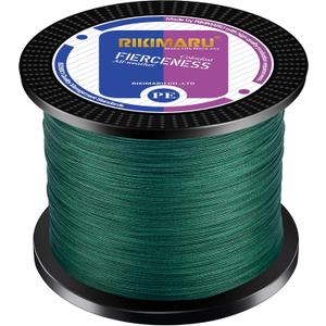 Braided Fishing Line Abrasion Resistant Superline Zero Stretch&Low Memory Extra Thin Diameter 327-1094 Yds, 4-180LB (Moss Green)