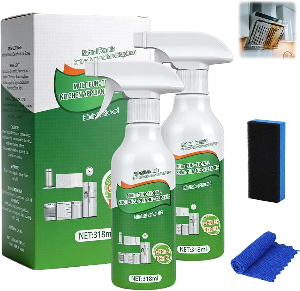 2Pcs Kitchen Cleaner Spray, Multi-Purpose Kitchen Cleaner, Heavy Duty Kitchen Oil Stains Spray for Kitchen, Household, Oven, Stove, Range Hood - 318ml