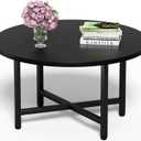 FAMIDGE Coffee Table, 23.6" Coffee Tables for Living Room, Round Coffee Table with Metal Frame, Floor Table for Sitting on The Floor, Home, Office, Black