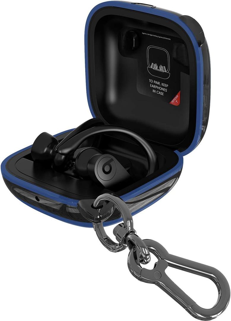 Cover Compatible with Powerbeats Pro Case, Full Protective Shockproof Anti-Slip Silicone Case for Beats Powerbeats Pro 2020 (Black Edge+Midnight Blue)