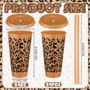 24 Pcs Cheetah Party Reusable Cups with Lid Straw 24 oz Plastic Drink Cups Tumblers Bulk for Themed Party Favor Birthday Gifts Supplies Decorations