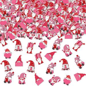 5 x 200PCS Valentines Gnomes Confetti for Tables - Valentines Day Table Decorations Mini Pink Gnomes Shaped Valentine Confetti for Valentine's Day