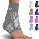 Sleeve Stars Ankle Brace for Sprained Ankle, Plantar Fasciitis Relief Ankle Support for Women, Ankle Compression Sleeve w/ Strap (Pair/Gray) (One Size)
