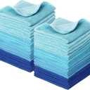 Newwiee 40 Pcs Wash Cloth Bulk Cotton Bath Hand Face Washcloths Soft Quick Drying Towel for Women Bathroom Washing Body Viscose Fiber Multipurpose Fingertip Rags(12 x 12 Inch,Blue Series)