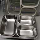 3 Pack Stainless Steel Lunch Box for Kids 25oz 3 Compartment Leak-proof Metal Bento Box with Lid Fork Spoon Meal Prep Snack Container for Adults Office Outdoor Gym, Dishwasher Safe