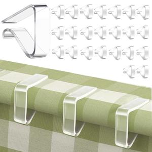 24 Pcs Clear Tablecloth Clips for Indoor Outdoor Tables, Windproof Plastic Table Cloth Holder Clips for Dining Tables, Transparent Picnic Table Cover Clip Clamps for Securing Tablecloths Small